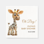 Oh Boy Baby Giraffe Niedlich Boy Baby Shower Serviette (Vorderseite)