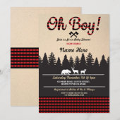 Oh Boy Baby Lumberjack Baby Dusche Red Invite Einladung (Vorne/Hinten)
