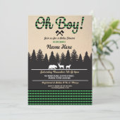Oh Boy Baby Lumberjack Baby Showdusche Green Einla Einladung (Stehend Vorderseite)