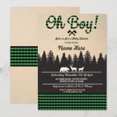 Oh Boy Baby Lumberjack Baby Showdusche Green Einla Einladung (Vorne/Hinten)