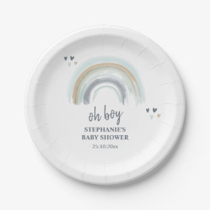 Oh Boy Baby Shower Blau Boho Regenbogen Servietten Pappteller