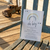 Oh Boy Baby Shower Blue Boho Rainbow Einladung