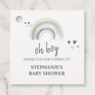 Oh Boy Baby Shower Blue Boho Rainbow Vielen Dank Geschenkanhänger