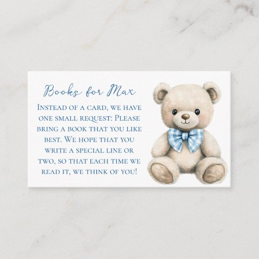 Oh Boy Baby Shower Book Request Card Begleitkarte (Vorderseite)