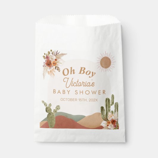 Oh Boy Baby Shower Cactus | Boho Südwestwüste Geschenktütchen (Vorderseite)