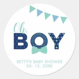 Oh Boy Baby Shower | Gastgeschenk Danke, Aufkleber