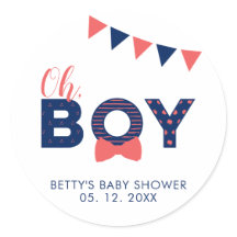 Oh Boy Baby Shower | Gastgeschenk Danke, Aufkleber