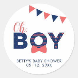 Oh Boy Baby Shower | Gastgeschenk Danke, Aufkleber