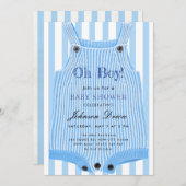 Oh Boy Baby Shower Invitation | Blue Watercolor Einladung (Vorne/Hinten)