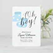"Oh Boy" Baby Shower Invitation  Einladung (Stehend Vorderseite)