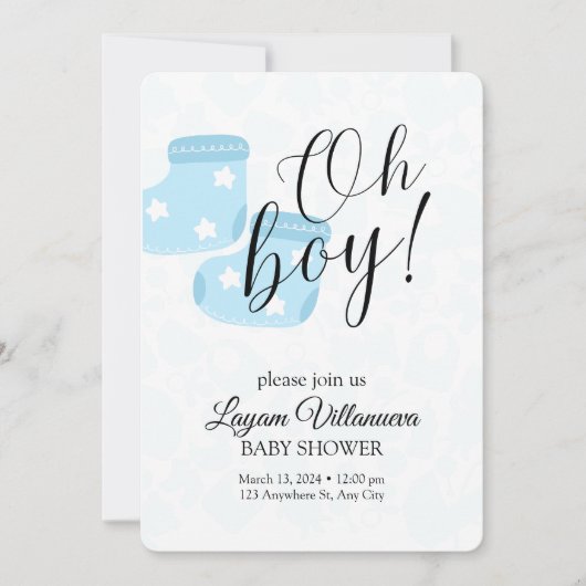 "Oh Boy" Baby Shower Invitation  Einladung (Vorderseite)