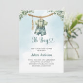Oh Boy Baby Shower Invite - Watercolor Boy Outfit Einladung (Stehend Vorderseite)