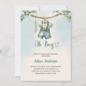 Oh Boy Baby Shower Invite - Watercolor Boy Outfit Einladung (Vorderseite)