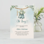 Oh Boy Baby Shower Invite - Watercolor Boy Outfit Einladung (Stehend Vorderseite)