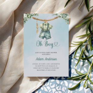 Oh Boy Baby Shower Invite - Watercolor Boy Outfit Einladung
