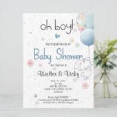 Oh boy! baby shower lindo conejito einladung (Stehend Vorderseite)