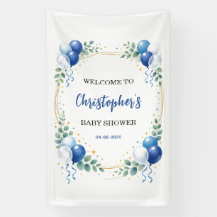 Oh Boy Baby Shower Moderne Eukalyptus Blaue Ballon Banner