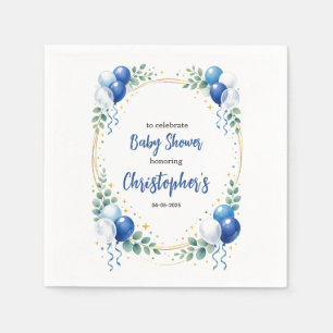 Oh Boy Baby Shower Moderne Eukalyptus Blaue Ballon Serviette
