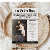 Oh Boy Baby Shower Newspaper Unique Fun Photo Einladung