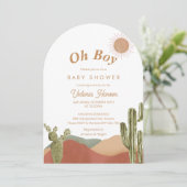 Oh Boy Baby Shower Southwestern Boho Wüste Einladung (Stehend Vorderseite)