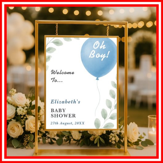 Oh Boy Baby Shower | Willkommensschild Poster