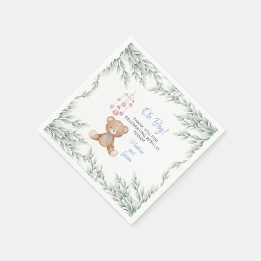 Oh Boy Baby Showpapier Napkins Serviette (Ecke)