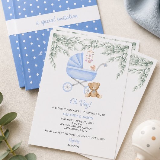Oh Boy Baby Stroller und Mobile Dusche Einladung
