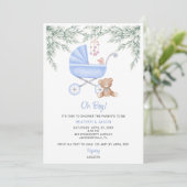 Oh Boy Baby Stroller und Mobile Dusche Einladung (Stehend Vorderseite)