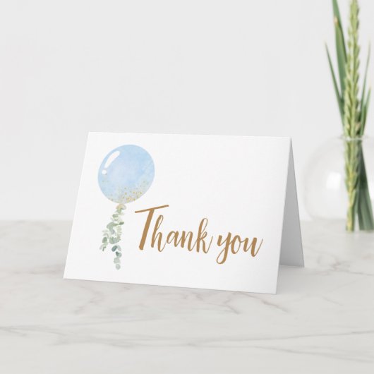 Oh Boy Balloon Baby Dusche Dankeskarte (Vorderseite)