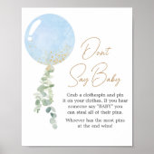Oh Boy Balloon Baby Shower Say Baby nicht Poster (Vorne)