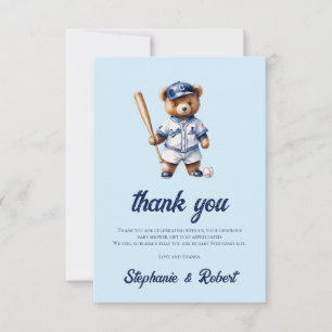 Oh Boy Baseball  Babyparty Süßer Bär Dankeskarte