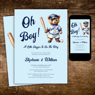 Oh Boy Baseball  Babyparty Süßer Bär Einladung