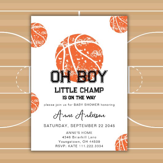 Oh Boy Basketball Game Sport Baby Dusche Party Einladung