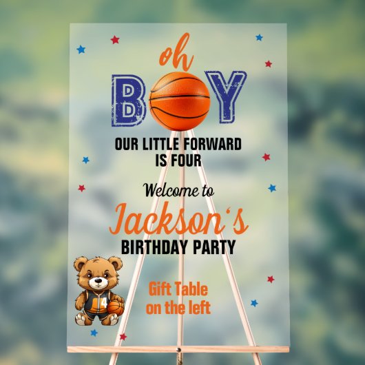 Oh Boy Basketball Thema Geburtstag Acrylschild (Neutral)