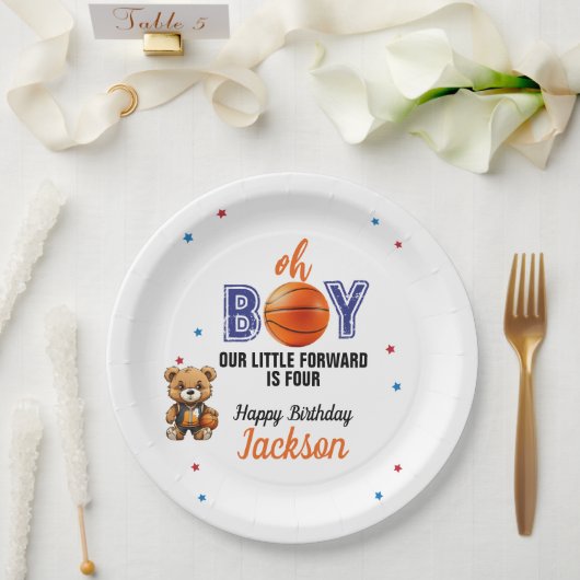 Oh Boy Basketball Theme Birthday Pappteller (Hochzeit)