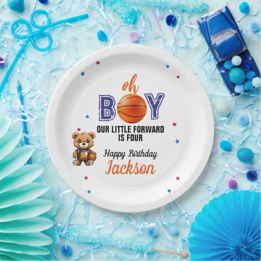 Oh Boy Basketball Theme Birthday Pappteller (Party)