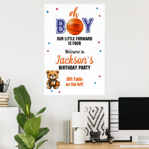 Oh Boy Basketball-Themen-Geburtstag Poster