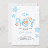 Oh Boy Bear Baby Shower Boy Einladung (Vorderseite)