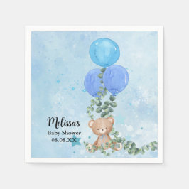 Oh Boy Bear Blue Ballon Eucalyptus Garland Custom Serviette