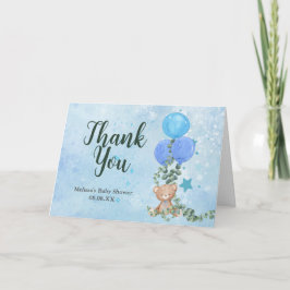 Oh Boy Bear Blue Balloon Eukalyptus benutzerdefini Dankeskarte