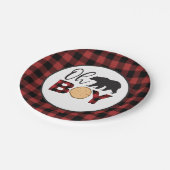 Oh Boy Bear Buffalo Kariert Baby Dusche Pappteller (Schrägansicht)