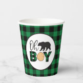 Oh Boy Bear green Buffalo Kariert Baby Dusche Pappbecher (Vorderseite)