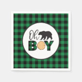 Oh Boy Bear green Buffalo Kariert Baby Dusche Serviette (Vorderseite)