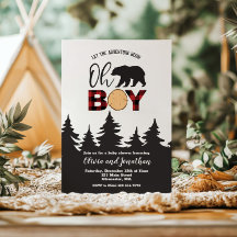 Oh Boy Bear Red Buffalo Kariert Baby Dusche