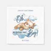 Oh Boy Bearly Wait Bear Blue Clouds Baby Dusche Serviette (Vorderseite)