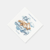 Oh Boy Bearly Wait Bear Blue Clouds Baby Dusche Serviette (Ecke)