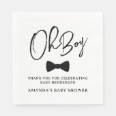 Oh Boy Black Bow Krawatte Babydusche Serviette (Vorderseite)