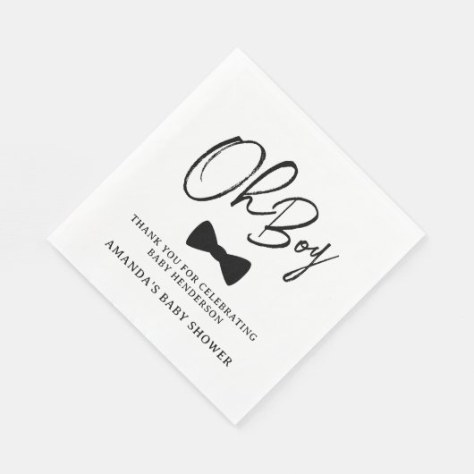 Oh Boy Black Bow Krawatte Babydusche Serviette (Ecke)