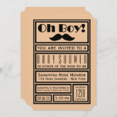 Oh Boy Black Mustache Baby Dusche Einladung (Vorne/Hinten)