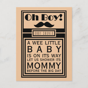 Oh Boy Black Mustache Baby Dusche Einladung